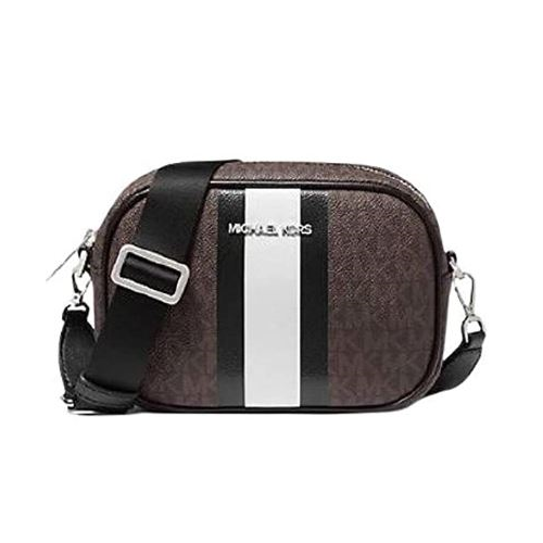 Michael Kors Jet Set Travel Small Logo Stripe Crossbody Bag (black sig) …