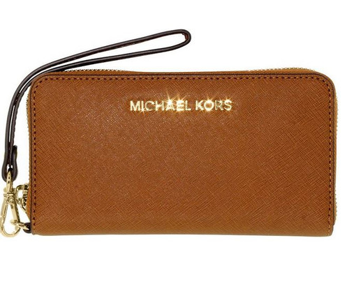 Michael Kors Jet Set Travel Large Saffiano Leather Trifold Wallet (Black)  35S8GTVF7L-001 - AllGlitters