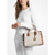 Michael Kors Mercer Medium Logo and Leather Belted Satchel Vanilla 35F2GM9S8B-149