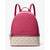 Michael Kors Rhea Medium Color-Block Signature Logo Backpack (DK Raspberry) 35S5SRAB6V-984