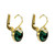Bella V Earrings, Gold Metal & Green and White Crystals - 5735389