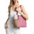 Michael Kors Outlet Voyager Large Color-Block Signature Logo Tote Bag 35S5SV6T7B-Rose