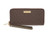 Michael Kors Jet Set Travel Logo Continental Wristlet- Brown and Olive 32S7GTTE9B-243