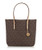 Michael Kors Womens Top Zip North/South Jet Set PVC Logo Tote Brown Handbag
