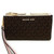 Michael Kors Jet Set Travel Double Zip Wristlet - Signature PVC (brown pink) …