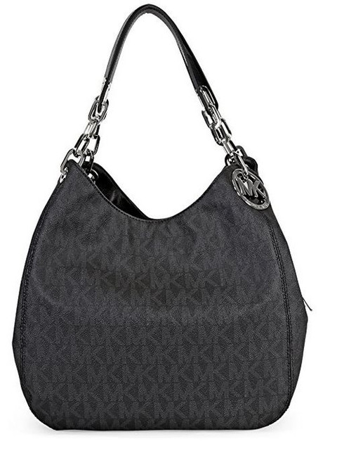 Michael Kors Fulton Large Leather Shoulder Bag Tote ( Black Signature) 30H4SFTL3B001