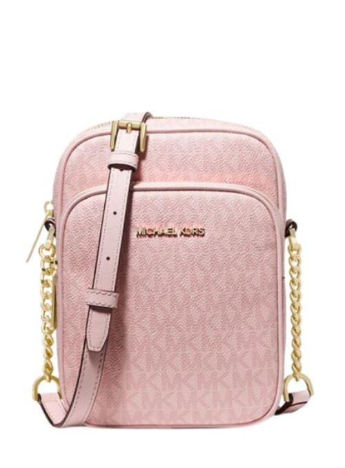 Michael Kors Jet Set Travel Snap Closure Multifunction Phone Case/Holder  Crossbody Bag (Powder Blush) 35S2GTVC6L-424