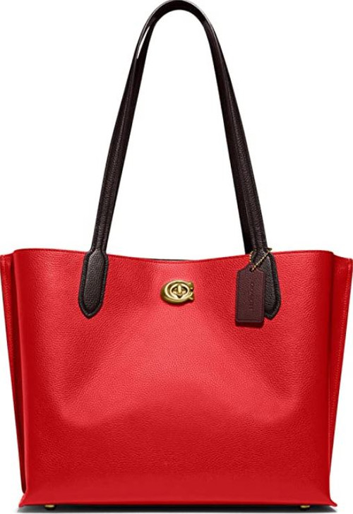 Coach Color-Block Leather Willow Tote Chalk Multi One Size