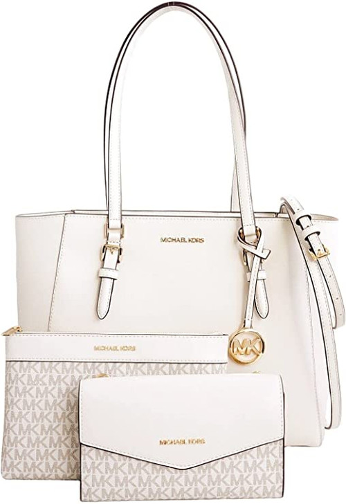 Michael Kors Charlotte Large 3-in-1 Tote Crossbody Handbag Leather (Tea  Rose) 35R3GCFT3T-tea - AllGlitters