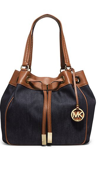 Michael Michael Kors Leather Burnt Orange and Gold Drawstring Shoulder Bag