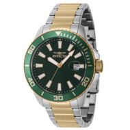 Invicta Men's 46072 Pro Diver Quartz 3 Hand Green Dial Watch