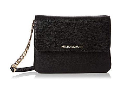 New Michael Kors Jet Set Travel Medium Phone Crossbody Saffiano Leather  Black 193599448275