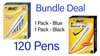 BIC Round Stic Ballpoint Pens – Combo pack of 120 pens (60 blue, 60 black). Medium point 1.0mm, smooth and reliable everyday writing.