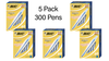 BIC Round Stic Ballpoint Pens – Blue Ink, 300 total pens (5 × 60 packs). Smooth medium point writing pens perfect for school, office, and home.