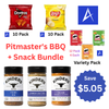 Pitmaster's BBQ + Snack Bundle from A Complete Cart — 35 individually wrapped snacks across 6 fan-favorite brands in one curated bundle, perfect for summer cookouts and grilling weekends.