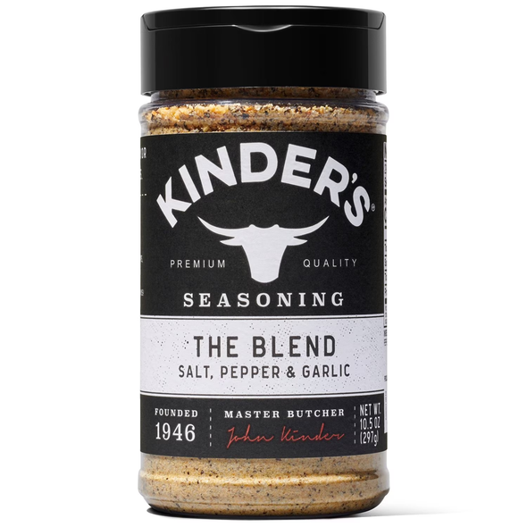 Kinder’s The Blend Seasoning (10.5 oz) combines salt, pepper, and garlic for bold, all-purpose flavor perfect for grilling, roasting, and everyday cooking.