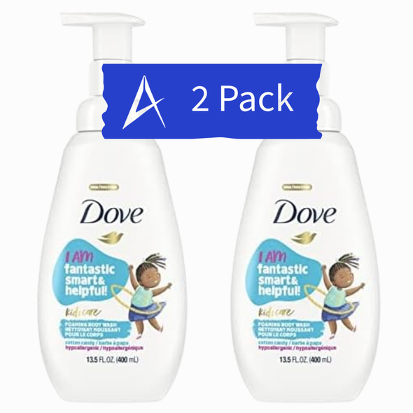 Dove Kids Care Foaming Body Wash for Kids – Cotton Candy, 13.5 oz (2 Pack) delivers gentle, hypoallergenic cleansing with a fun scent kids love.