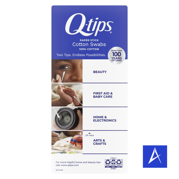 Q-tips Cotton Swabs Original 500 Count are made with 100% cotton for gentle, reliable hygiene, beauty, and everyday personal care.