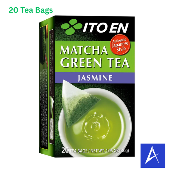 Ito En Matcha Green Tea with Jasmine features premium Japanese green tea blended with matcha and floral jasmine in 20 convenient tea bags.