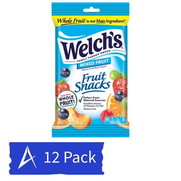 Shop Welch's Mixed Fruit Snacks 12 Pack, 2.25 oz chewy fruity snack pouches that are perfect for lunchboxes, travel, parties, and everyday snacking.