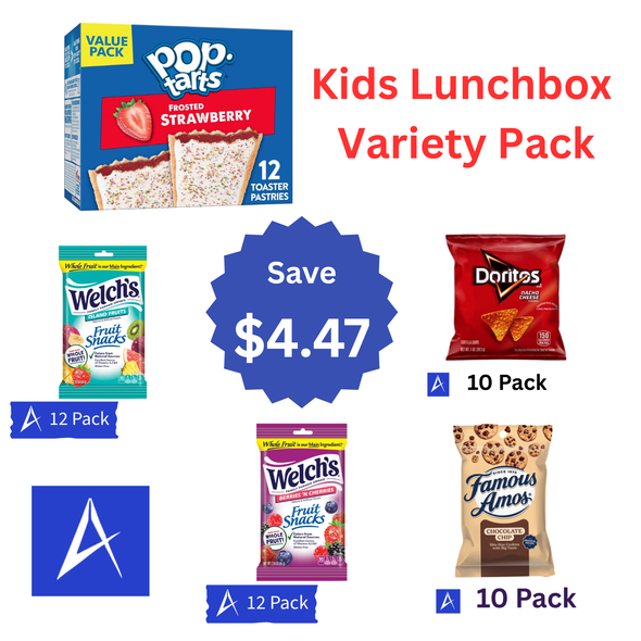 Kids Lunchbox Variety Pack from A Complete Cart — 56 individually wrapped snacks across 5 fan-favorite brands in one curated bundle, perfect for school lunchboxes and after-school snacks.