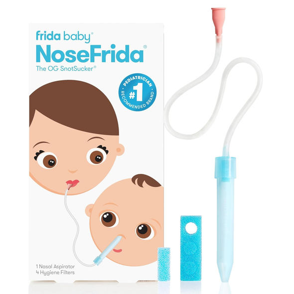 Shop Frida Baby NoseFrida SnotSucker with 4 hygiene filters — the pediatrician-recommended nasal aspirator parents trust for colds, congestion, and sick days.