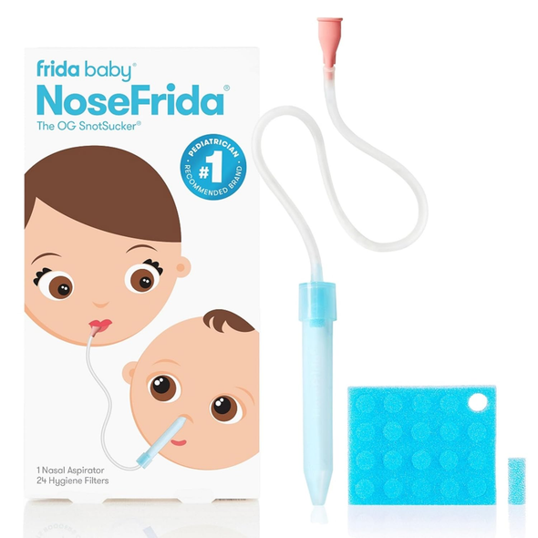 Shop the Frida Baby NoseFrida SnotSucker value pack with 24 hygiene filters — pediatrician-recommended nasal aspirator for sick days year-round.
