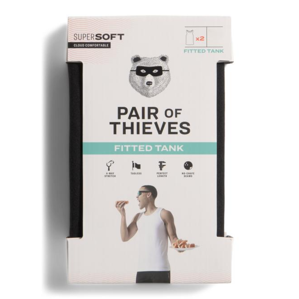 Shop Pair of Thieves Men's 2-Pack Supersoft Fitted Tanks Black, Size Small. 4-way stretch, tagless, no-chafe seams, cloud-comfortable fabric.