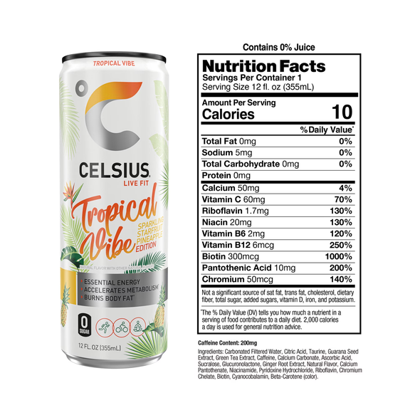 Shop CELSIUS Tropical Vibe Starfruit Pineapple 12 fl oz at A Complete Cart. Energy Drink with tropical vibe starfruit pineapple flavor. Everyday low price.