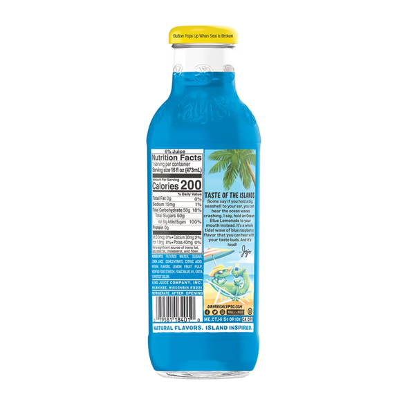 Shop Calypso Ocean Blue Lemonade 16oz at A Complete Cart. Island-style lemonade with real lemon bits, caffeine free, 16 fl oz glass bottle. Everyday low price.