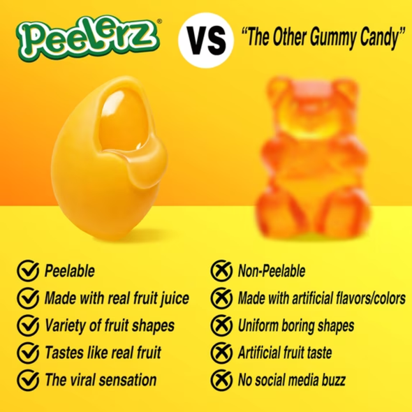 Shop Amos Peelerz Mango Gummy Candy 3oz at A Complete Cart. Peelable gummy strands in bright mango flavour. Soft, chewy and fun to pull apart. 3 oz bag.