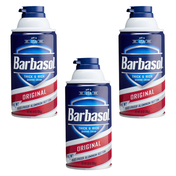 Barbasol Original Thick & Rich Shaving Cream for Men, 10 oz (3 Pack) delivers smooth, comfortable shaves with rich lather and classic barbershop scent.