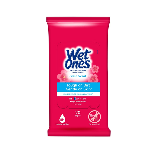 Wet Ones antibacterial hand wipes travel pack fresh scent 20 count