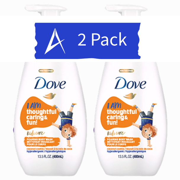 Dove Kids Care Foaming Body Wash – Coconut Cookie, 13.5 fl oz (2 Pack) provides gentle, sulfate-free cleansing with a fun scent kids love.