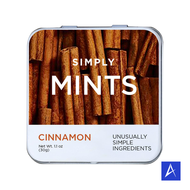 Simply Mints Cinnamon delivers bold, spicy breath freshness in a compact tin with 30 clean-ingredient mints.