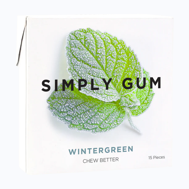 Natural wintergreen chewing gum made with a plastic-free, plant-based gum base. Clean, eco-friendly freshness in a 15-piece pack.