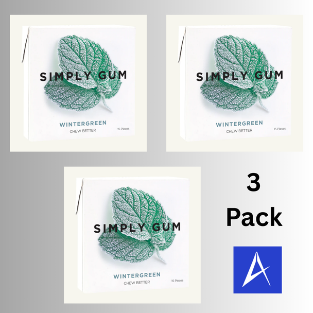 Natural wintergreen chewing gum made with a plastic-free, plant-based gum base. Eco-friendly multipack with 45 total pieces.