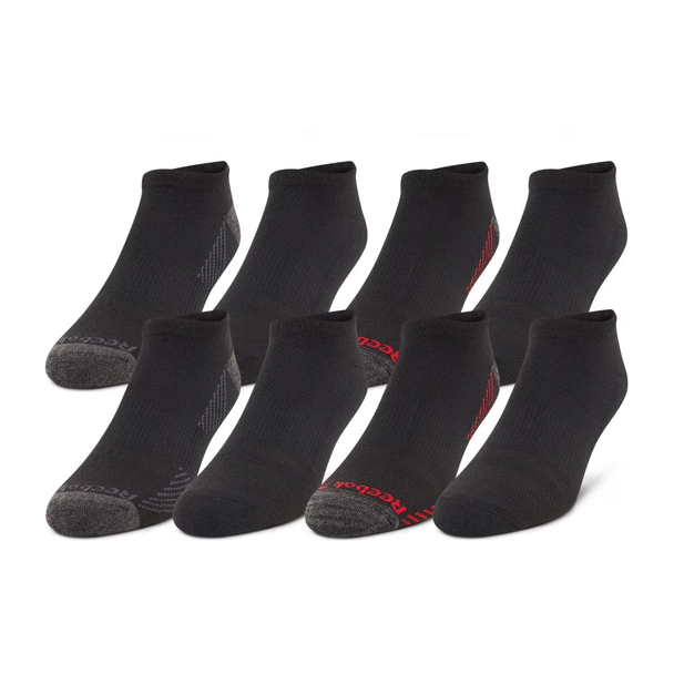 Shop Reebok Men's 8-Pack Cushion Low-Cut Socks Black, Size 6-12.5. Cushioned footbed, moisture-wicking, no-show profile.