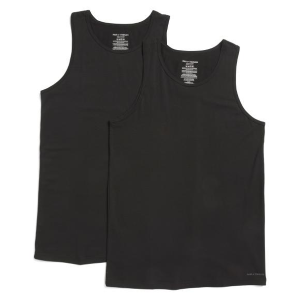 Shop Pair of Thieves Men's 2-Pack Supersoft Fitted Tanks Black, Size XXL. 4-way stretch, tagless, no-chafe seams, cloud-comfortable fabric.