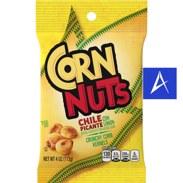 Shop Corn Nuts Chile Picante 4oz at A Complete Cart. Toasted corn kernels with chilli and lime heat. Builds as you eat. 4 oz bag. Local delivery in Atlanta.