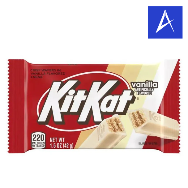 Shop KitKat Vanilla Cream 1.5oz at A Complete Cart. The four-finger KitKat wafer in a sweet vanilla creme coating. 1.5 oz bar. Local delivery in Atlanta.