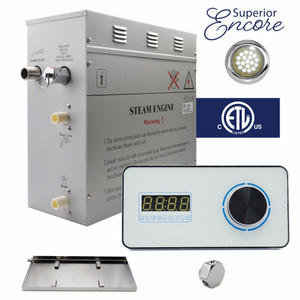 Encore Horizontal Steam Generator Kit with Drip Pan & White LED Lights Encore Horizontal Steam Generator Kit with Drip Pan & White LED Lights