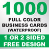 1000 Business Cards (Waterproof)