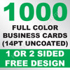 1000 Business Cards (14PT Uncoated)