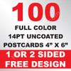 100 14PT Uncoated Postcards 4x6