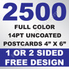 2500 14PT Uncoated Postcards 4x6