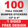 100 Bumper Stickers 12x4