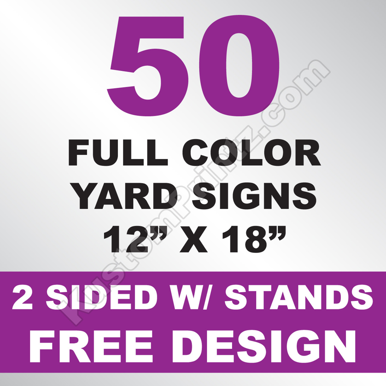 50 Yard Signs 2 Sided w/ Stands 12x18