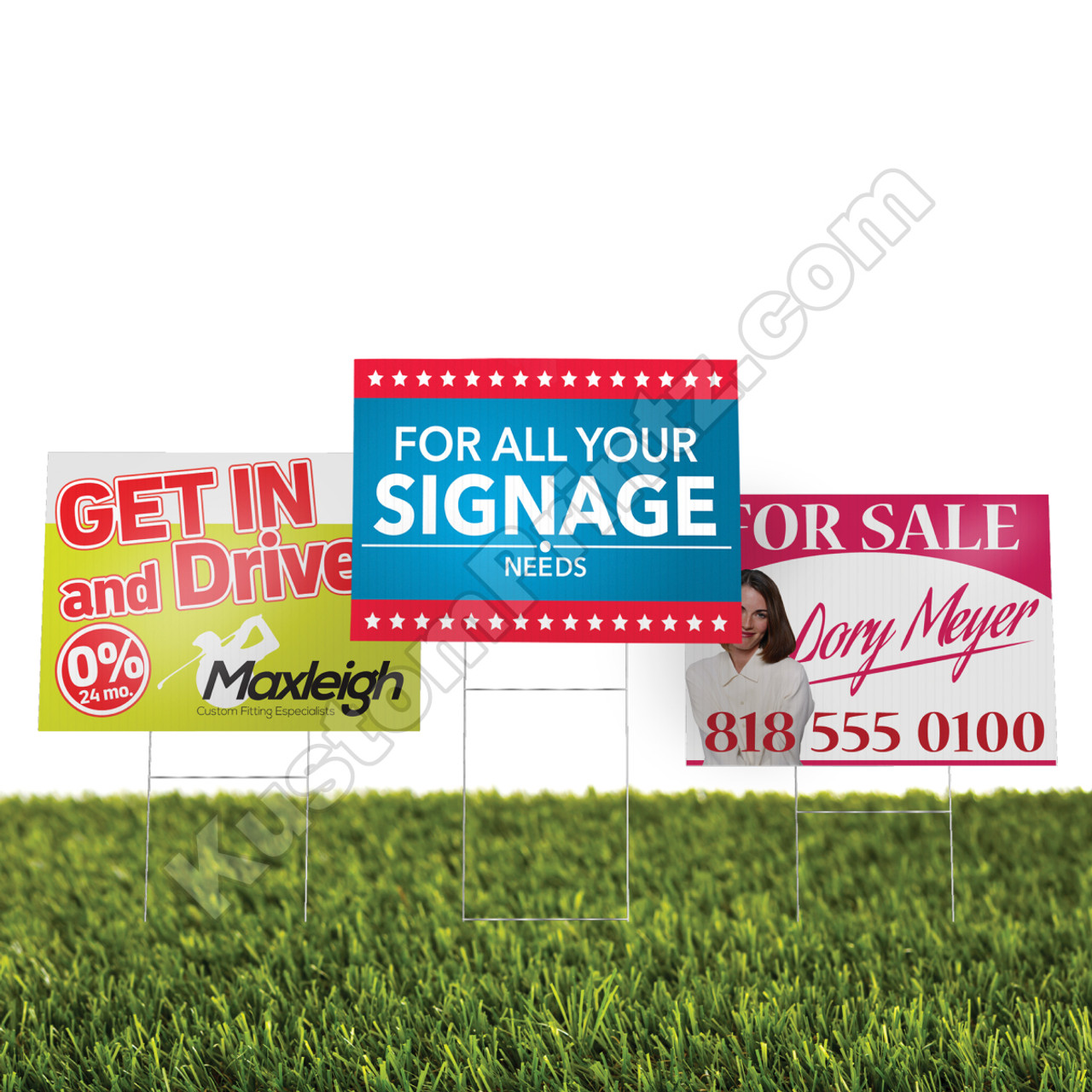 25 Yard Signs 2 Sided w/ Stands 24x24