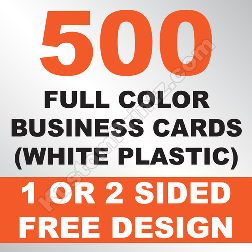 500 Business Cards (White Plastic)
